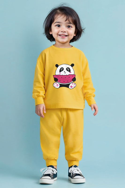 Trampoline Boy's Yellow Full-Sleeve T-Shirt & Pant Set (Applique)