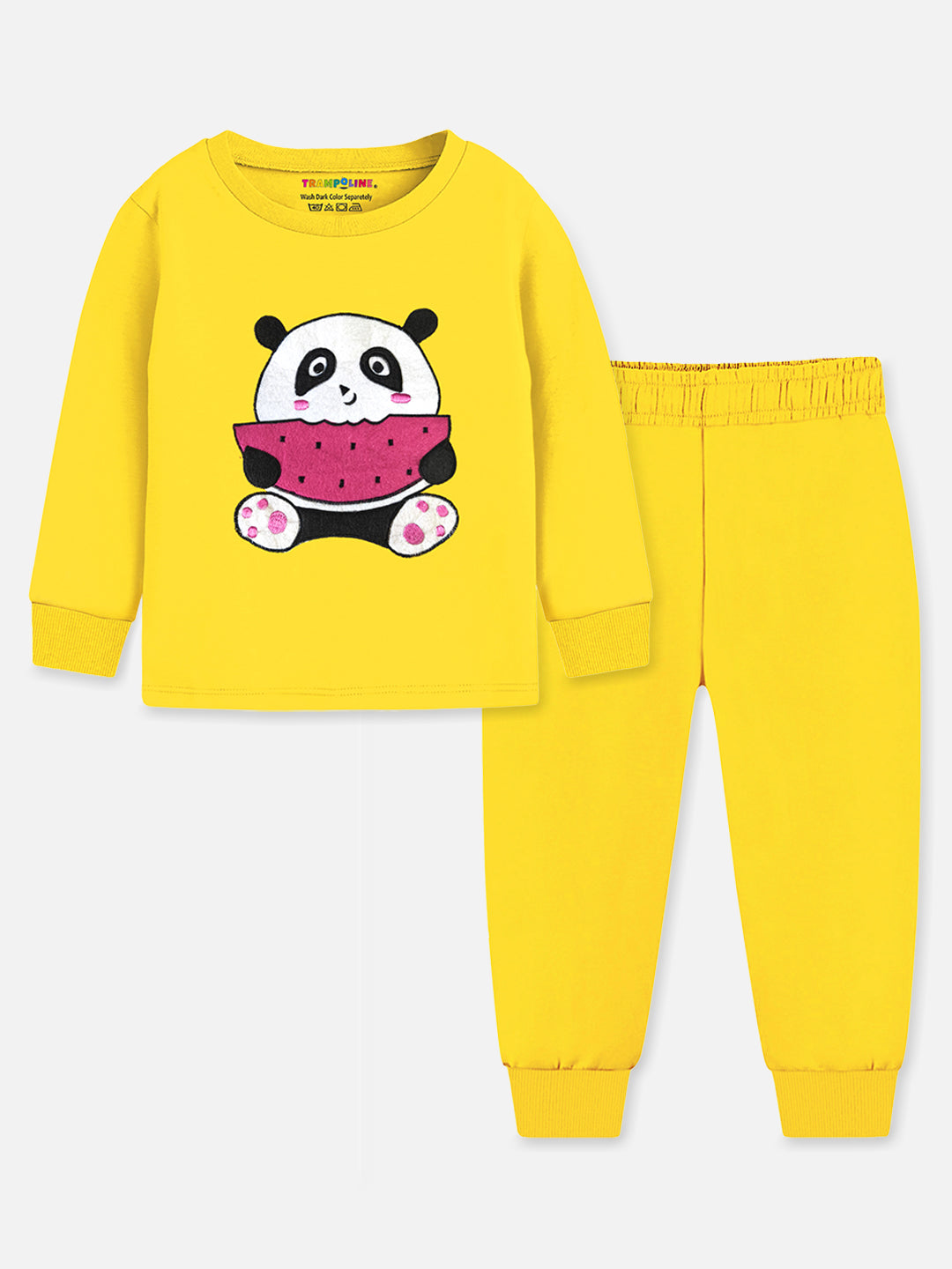 Trampoline Boy's Yellow Full-Sleeve T-Shirt & Pant Set (Applique)