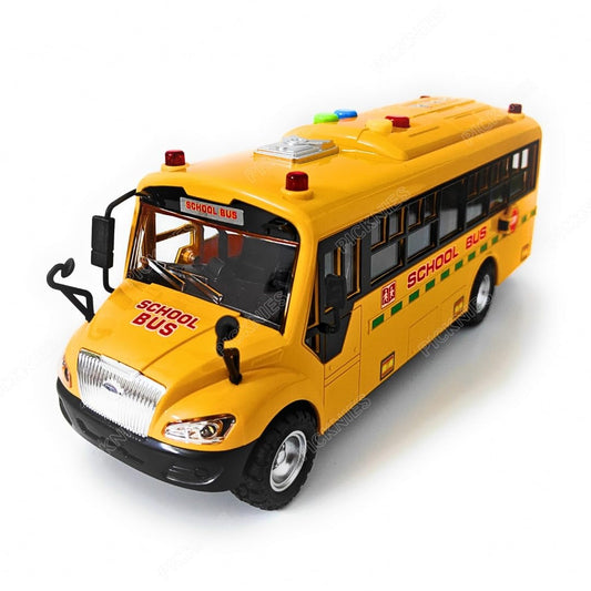 Friction School Bus Toy – Light & Sound Kids Vehicle – Strong Build – Ages 3–14