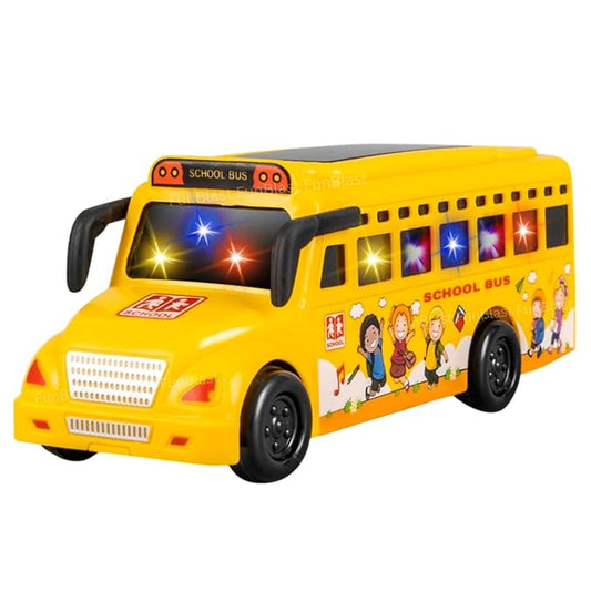 School Bus Toy for Kids Friction Powered Push and Go Mini School Bus with 3D Flashing Light and Sound for Kid Musical Vehicles Toys for 3 Years Kids Children (Multicolor)