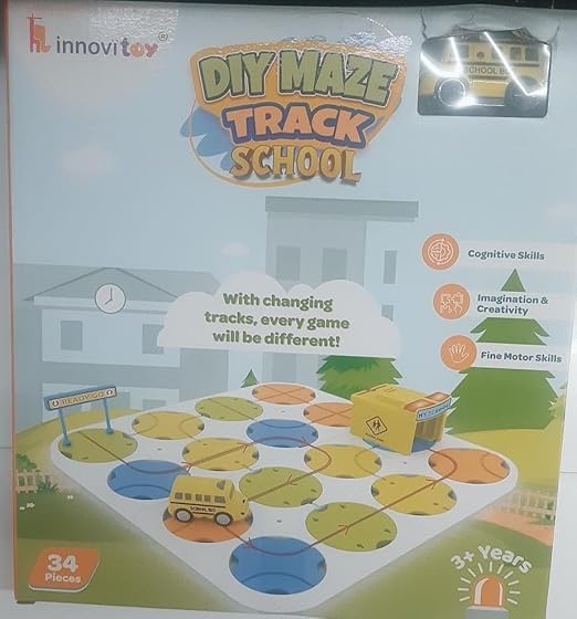 DIY Maze Track School – 34-Pc Changing Track Set for Cognitive Skill Fun