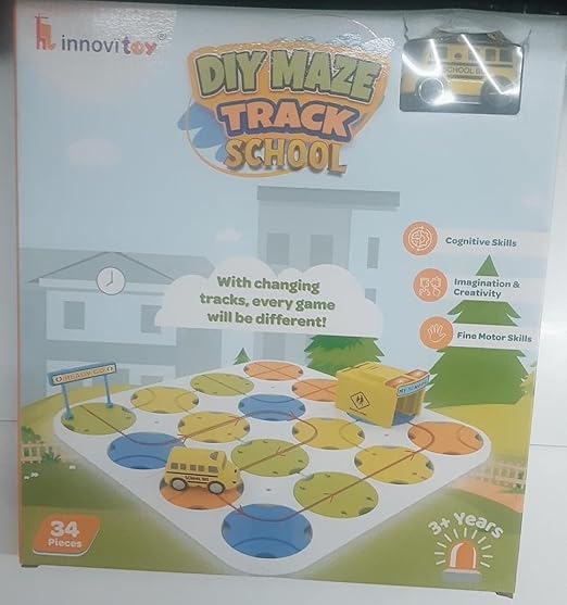 DIY Maze Track School – 34-Pc Changing Track Set for Cognitive Skill Fun