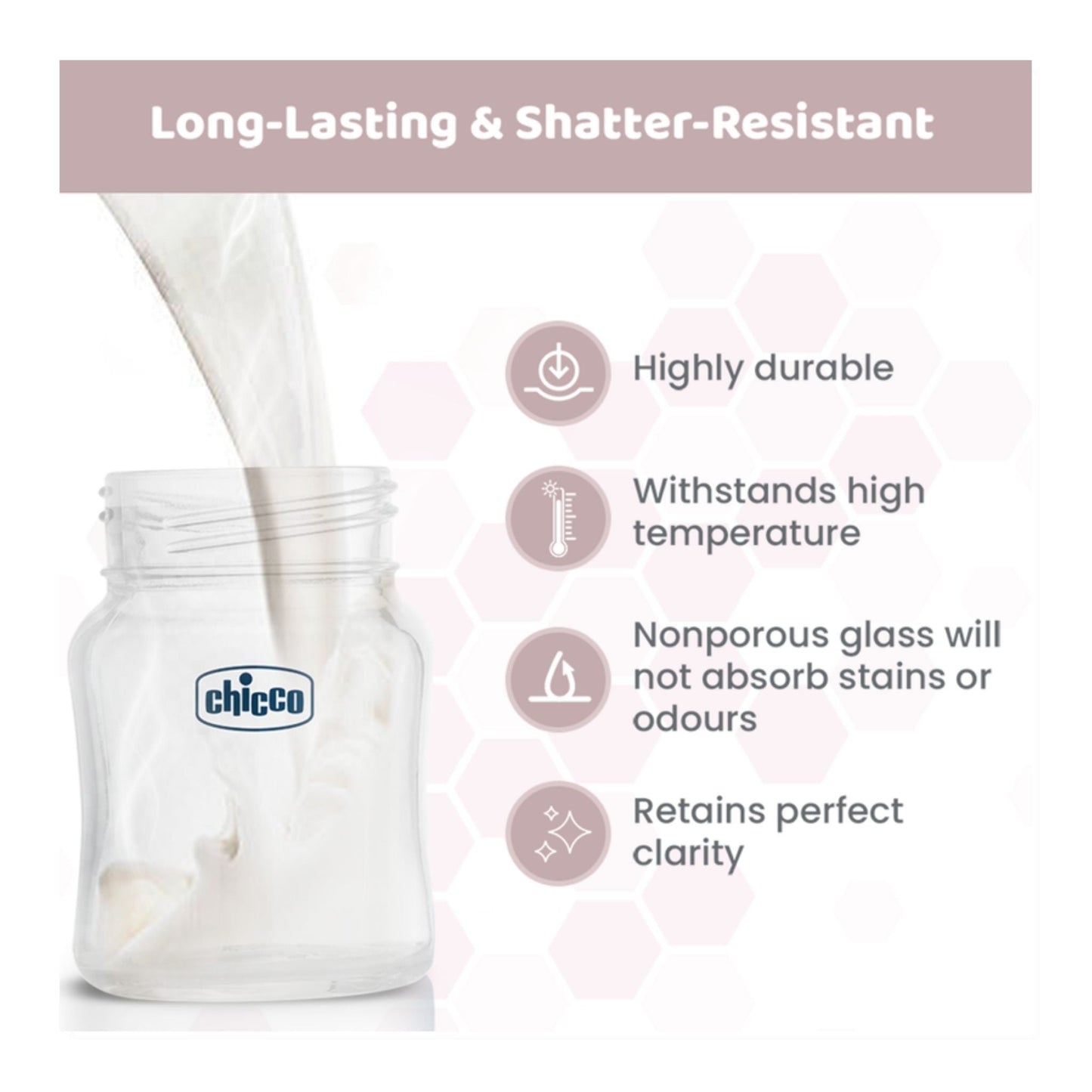 Chicco Well-Being Glass Baby Bottle 120ml – Slow Flow Nipple, Anti-Colic Feature (Neutral)