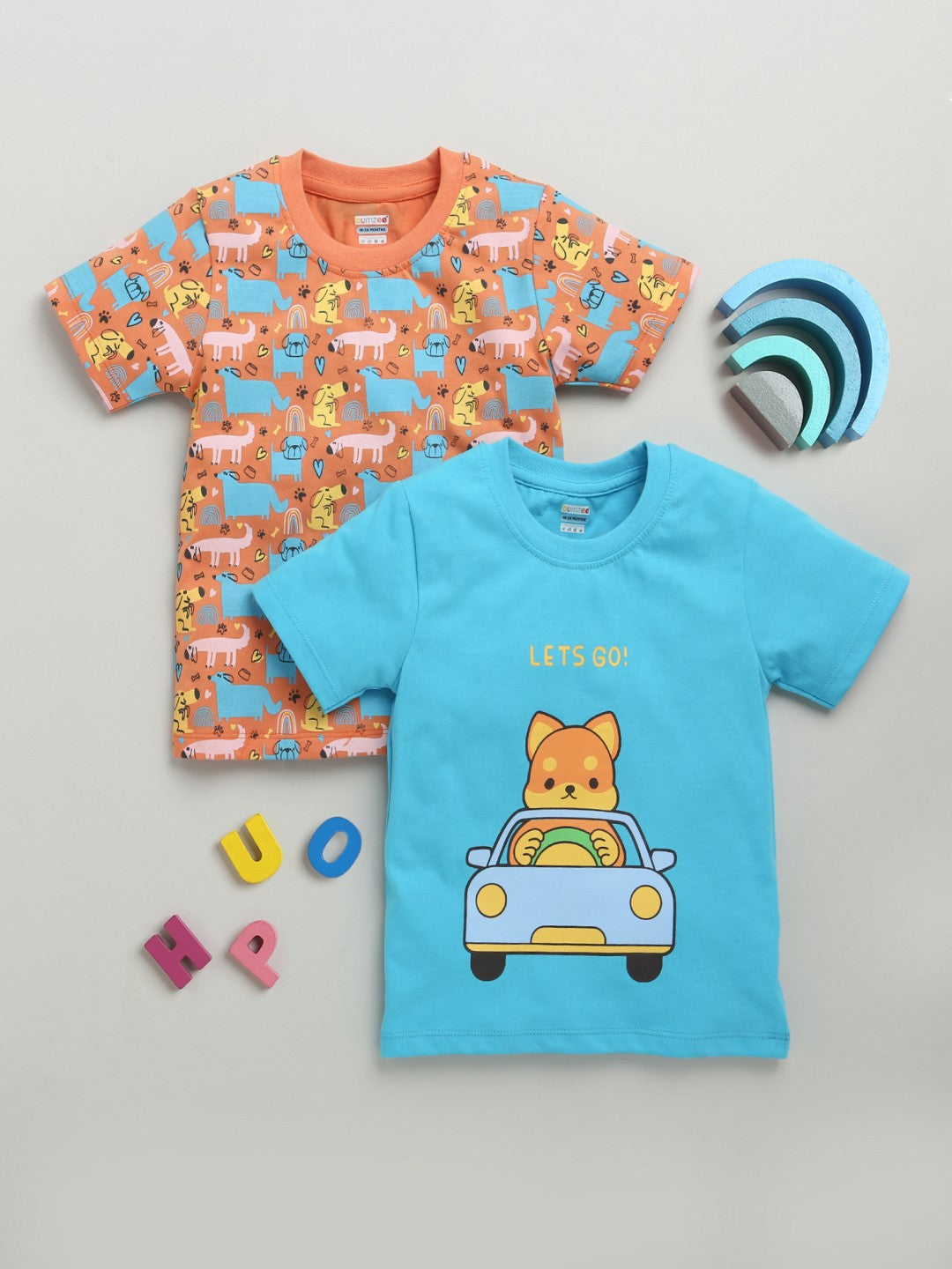 Bumzee’s vibrant half sleeve tees: soft cotton, all-over prints, and “Lets Go” energy!