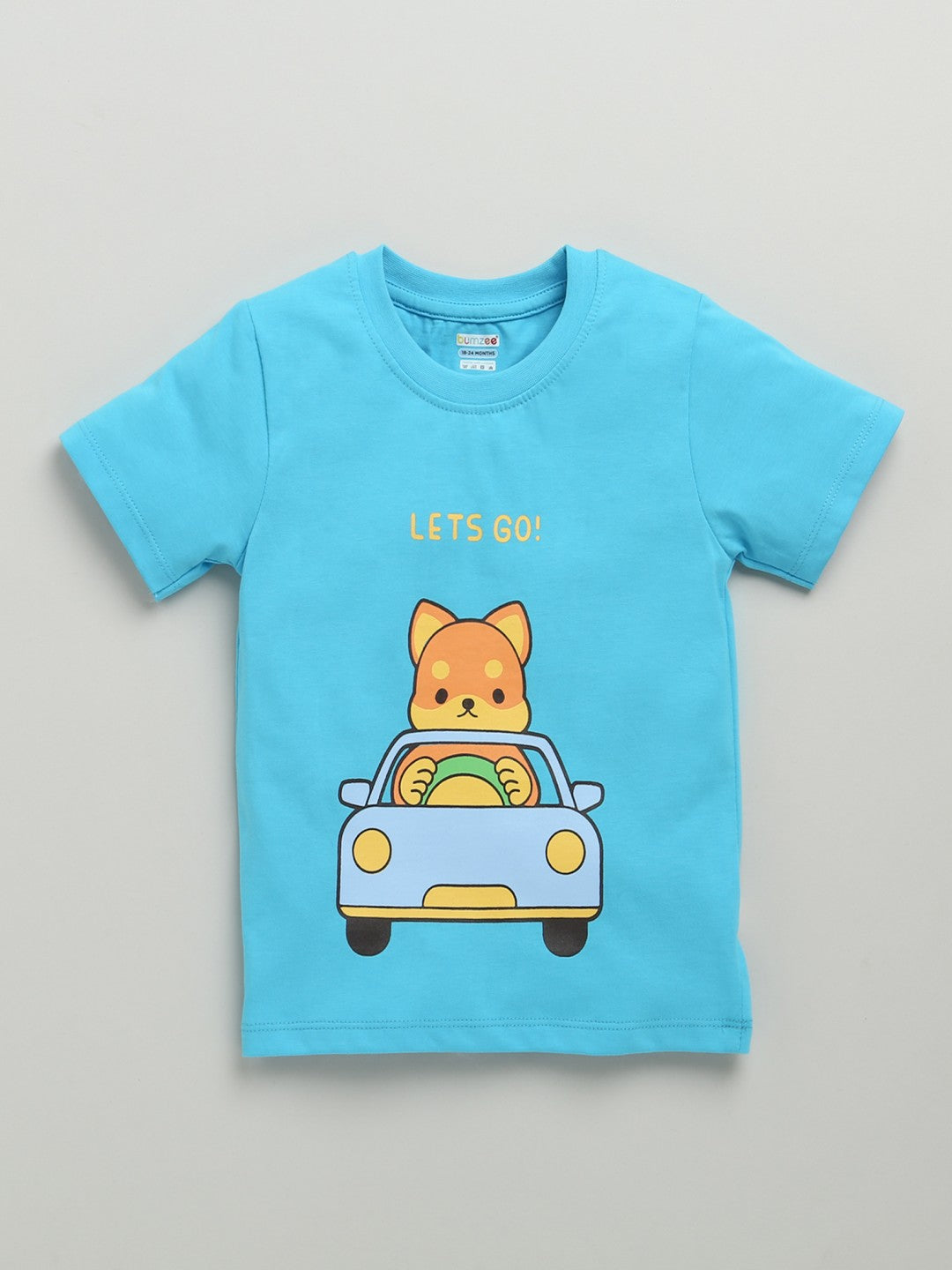 Bumzee’s vibrant half sleeve tees: soft cotton, all-over prints, and “Lets Go” energy!