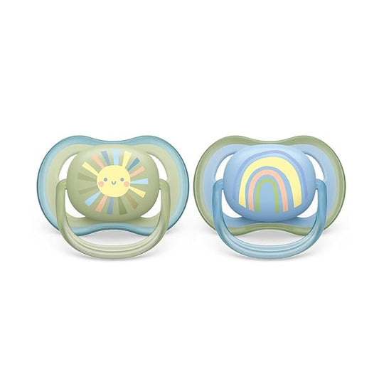 Philips Avent Ultra Air Soother – 0-6 Months | 2-Pack Light & Breathable BPA-Free Soothers with Steriliser Carry Case (SCF085/58)