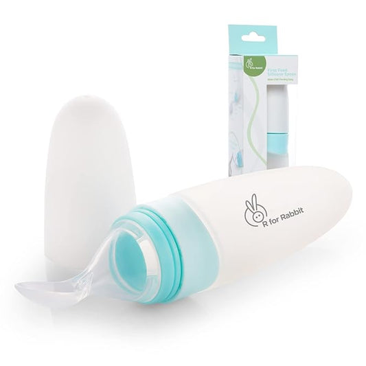 R for Rabbit First Feed Feeding Spoon – Soft-Tip Baby Feeding Spoon – Blue