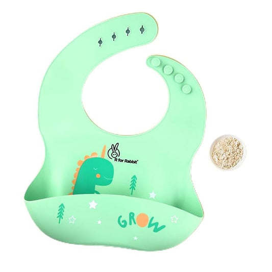 R for Rabbit Safari Silicone Bib – Sea Green | Soft, Waterproof & Adjustable Baby Feeding Bib