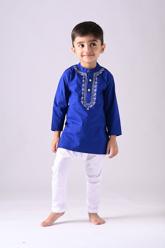 Boy's Tyohaar Embroidered Kurta with Pajami Set – Elegant Ethnic Wear for Festivals & Celebrations