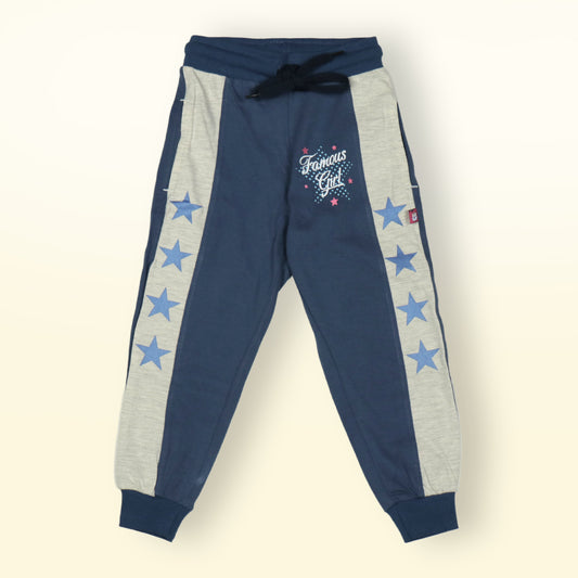 BONKERZ Girls’ Blue Warm Jogger Pants – 2 Pockets, Cozy Sinker Fabric