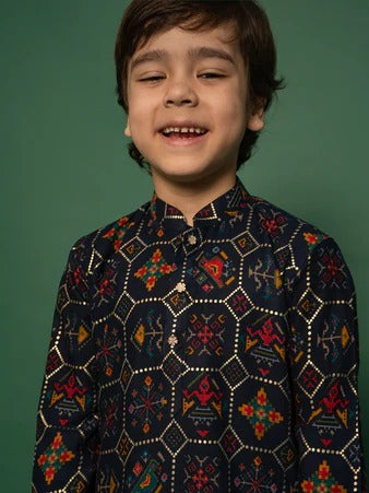 Blue Bliss – Boys’ Printed Kurta Pyjama by Vastramay