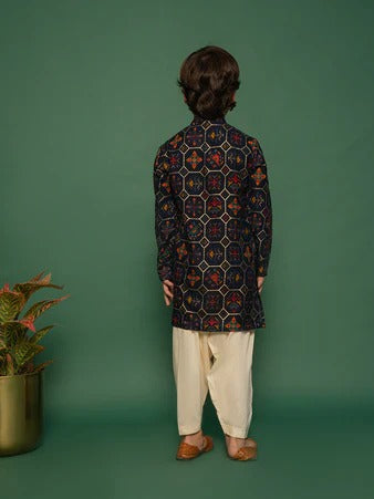 Blue Bliss – Boys’ Printed Kurta Pyjama by Vastramay