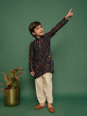 Blue Bliss – Boys’ Printed Kurta Pyjama by Vastramay