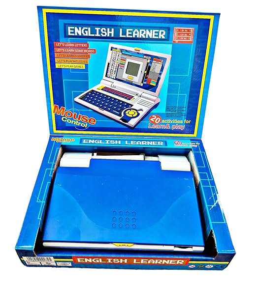 LCD Display 20 Activity Educational Laptop Computer Toy with Mouse - for Kids Boys & Girls(Blue)