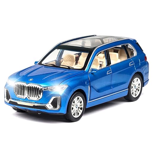 BMW X7 Die-Cast SUV Model Car – Pull-Back Toy with Lights & Sound (Blue)