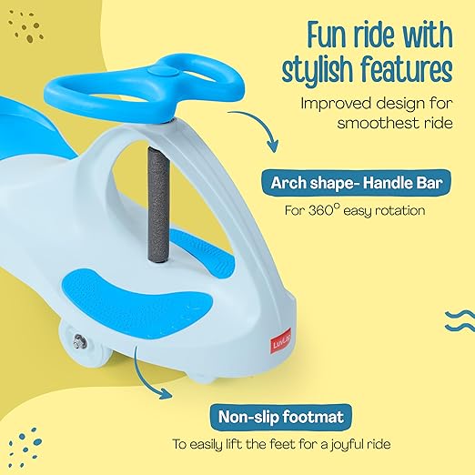 LuvLap Sunshine Swing Car – Comfortable Ride-On Push Toy with Smooth Wheels – Blue