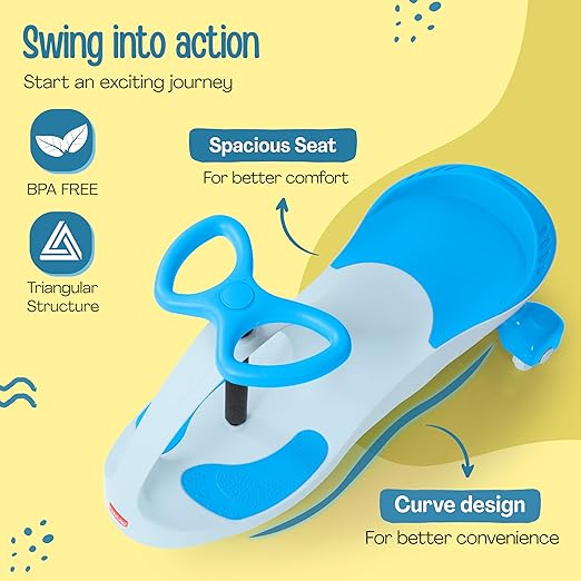 LuvLap Sunshine Swing Car – Comfortable Ride-On Push Toy with Smooth Wheels – Blue