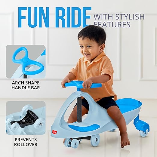 LuvLap Sunshine Swing Car for Kids – Push Ride-On Magic Toy with Comfortable Seat & Smooth Wheels | Durable Baby Car for 3+ Years | Birthday Gift for Boys & Girls (Blue)