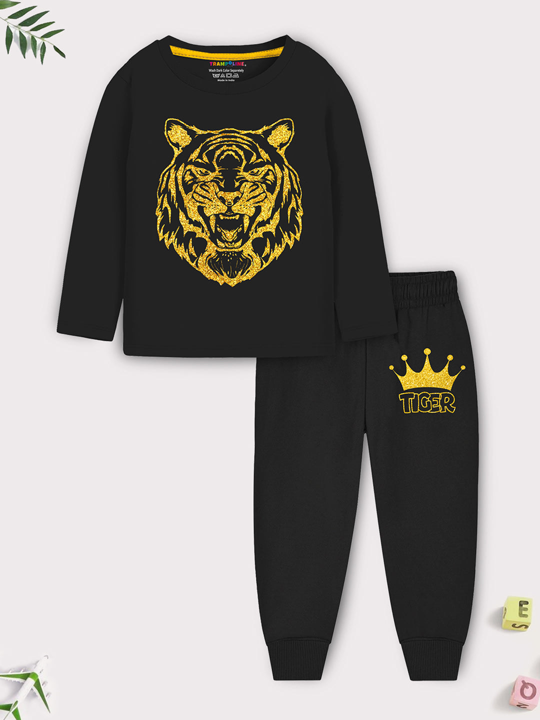 Roar & Rule! Full-Sleeve King Tiger T-Shirt & Jogger Set (2-Pack)