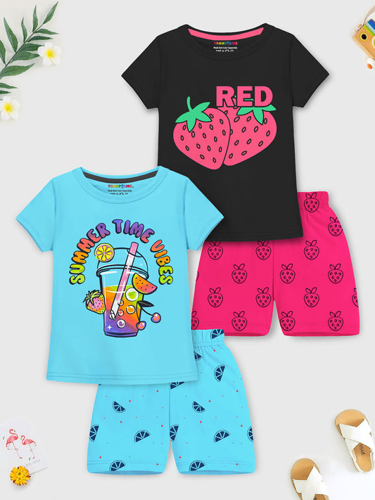 Aqua & Black 'Summer Vibe' Quad Set