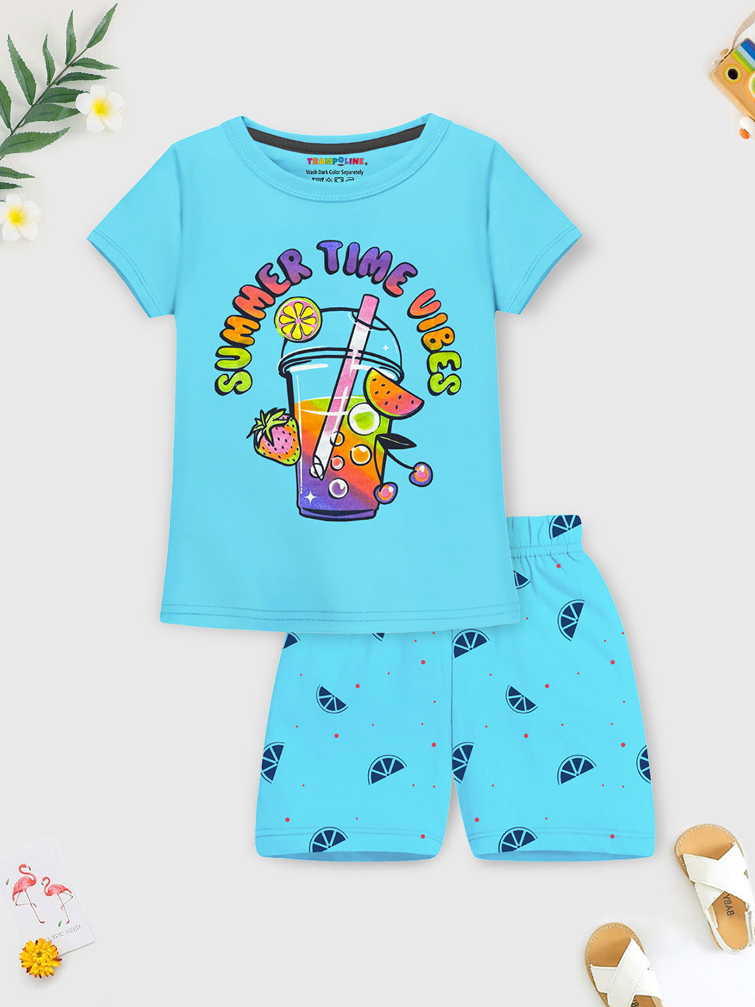 Aqua & Black 'Summer Vibe' Quad Set