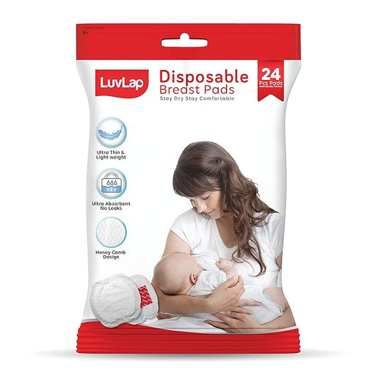 LuvLap Ultra Thin Honeycomb Nursing Breast Pads – 24pcs, Disposable