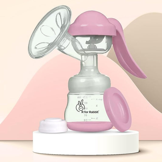 R for Rabbit First Feed Cozy Manual Breast Pump – Pink | BPA-Free, Portable & Comfortable