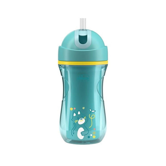 Chicco Insulated Sport Cup with Spill-Proof Soft Silicone Straw (14M+, Teal)
