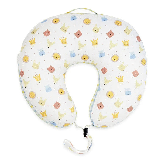 Haus & Kinder Animal Party 100% Cotton Multipurpose Feeding & Nursing Pillow – Soft, Supportive & Ergonomic Design for Breastfeeding, Bottle Feeding, Tummy Time & Infant Support