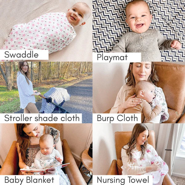 Haus & Kinder 100% Cotton Muslin Swaddles – Pack of 5 | Soft & Breathable Newborn Swaddle Wraps | 100x100 cm | Gentle & Durable Baby Blanket Set