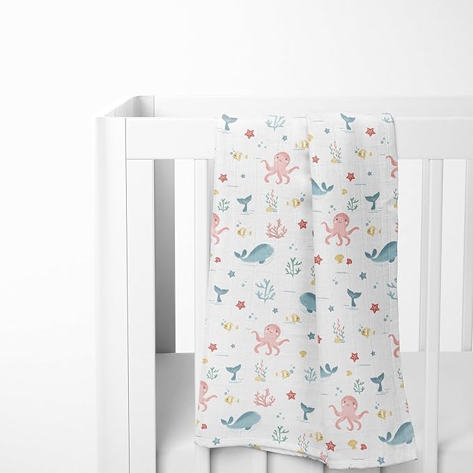 Haus & Kinder 100% Cotton Muslin Baby Swaddle Wraps – Soft, Breathable Newborn Swaddles (100x100 cm, Pack of 3, Oasis Collection)