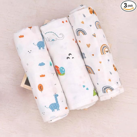 R for Rabbit Cuddlez Swaddle for Newborn Baby 100% Soft Cotton Muslin | Lightweight, Breathable & Skin-Friendly Multipurpose Swaddlers Wrap Set Combo Pack of 3