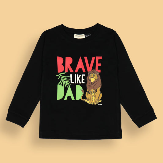 Ollypop Brave & Bold Black Tee – Full Sleeve Cotton, Playful Animal Print, For Boys Who Love Dad