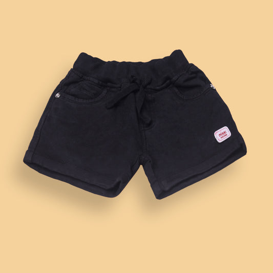 Mikkie House Girls Black Solid Cotton Shorts with Pockets
