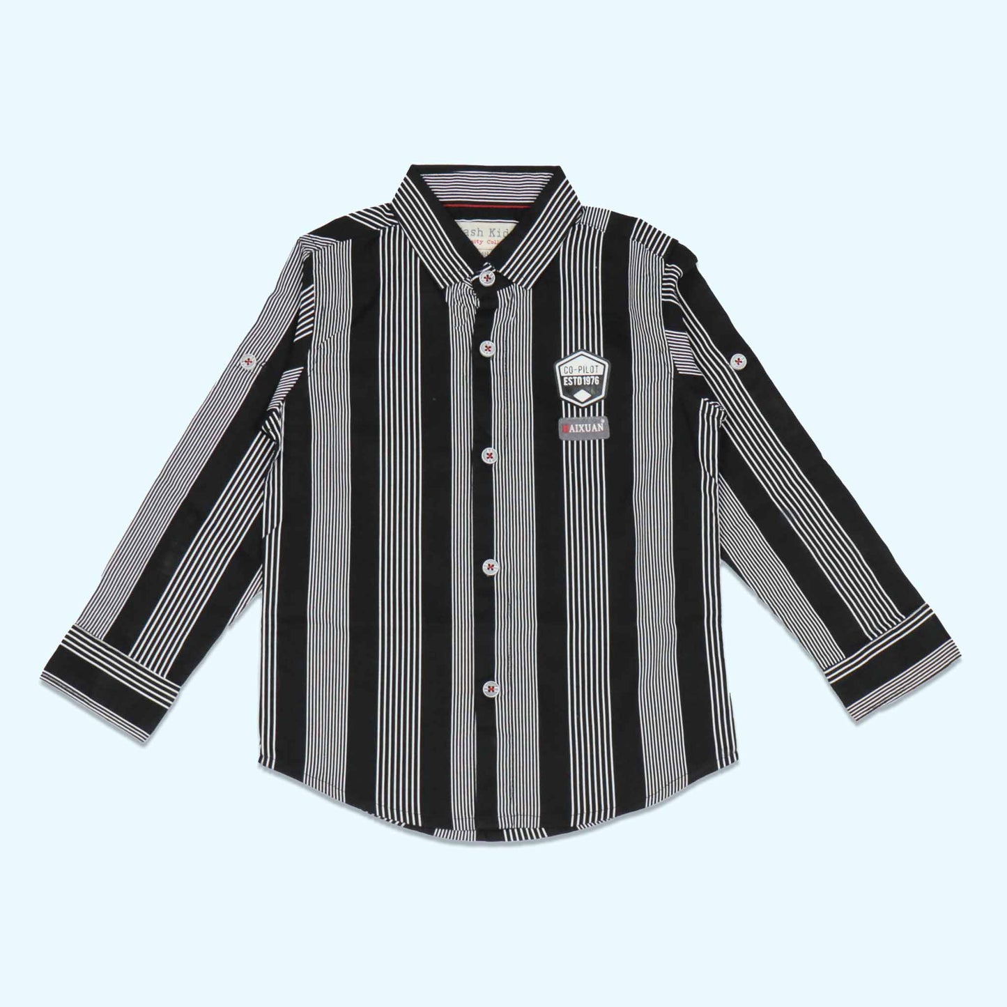 Jash Kids Boys Black Checked Full Sleeve Cotton Blend Shirt