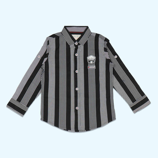 Jash Kids Boys Black Checked Full Sleeve Cotton Blend Shirt