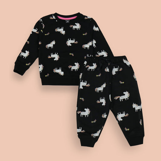 Adorable Cucumber Co-Ord Suit With Unicorn Print