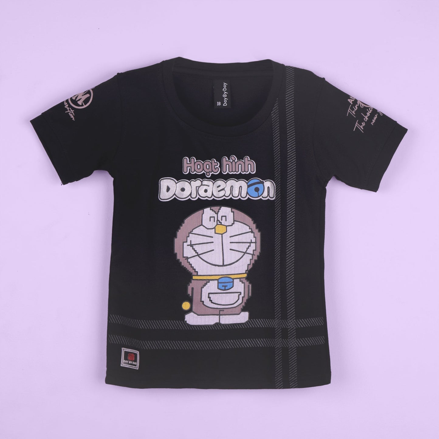 Casual Charm – Boys’ Black Placement Print T-Shirt & Shorts