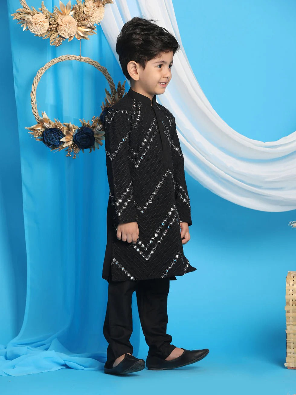 Starry Night – Black Embroidered Partywear Set