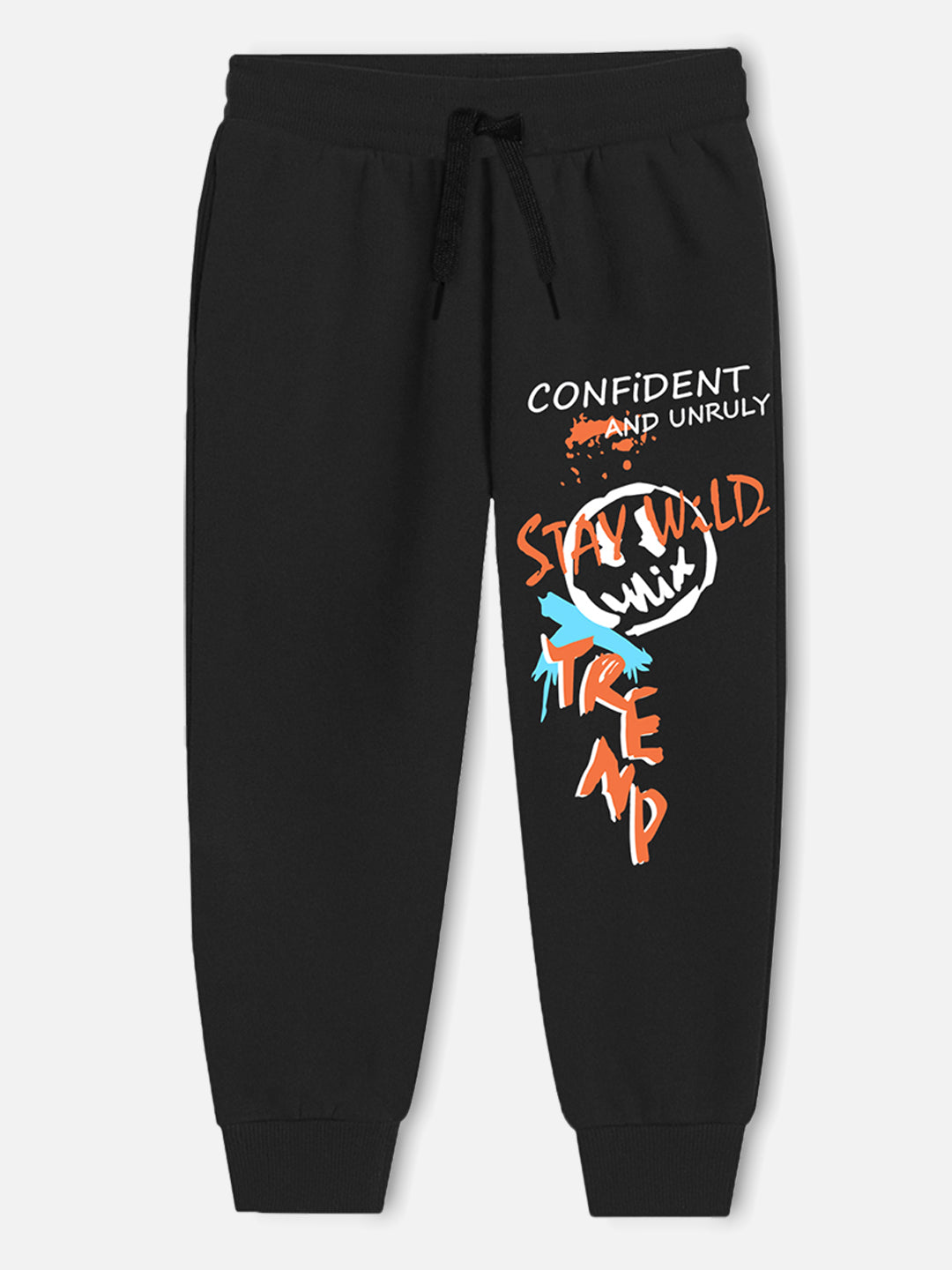 Trampoline Boy's Black Hooded 'CONFIDENT' T-Shirt & Pant Set