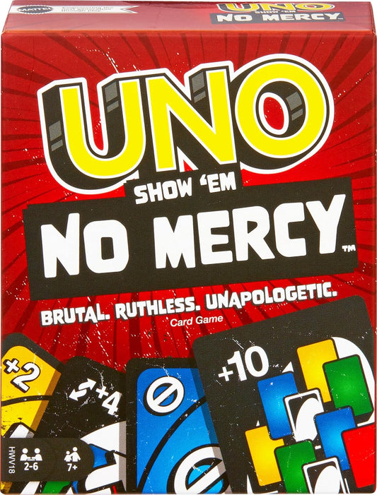 UNO Show ‘em No Mercy Card Game by Mattel – Extra Cards, Special Rules & Harsher Penalties for Kids, Adults, Family Parties & Travel