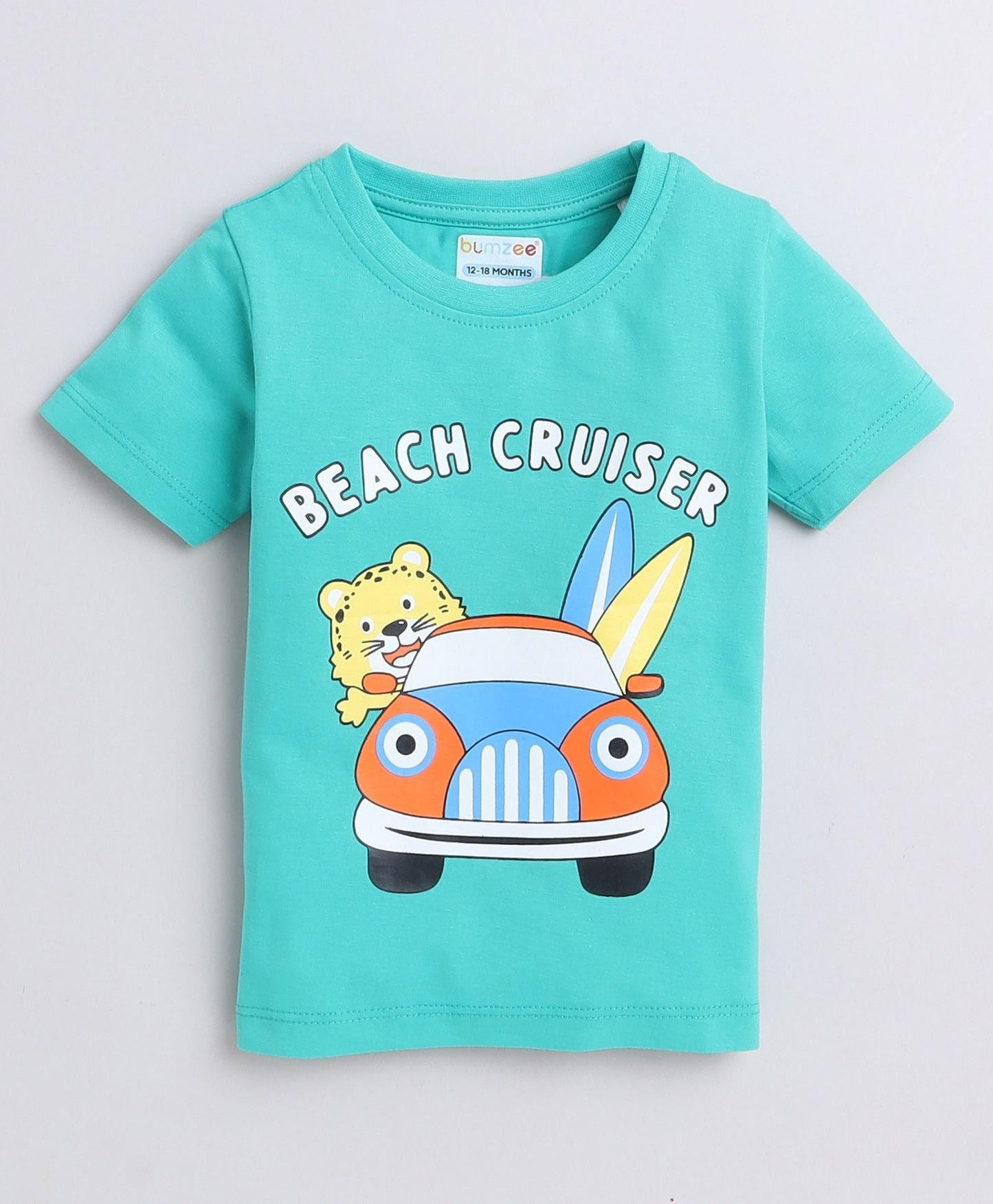 Bumzee boys’ cotton T-shirts set: half sleeves, rib neck, and cool “PLAY” and “BEACH CRUISER”!