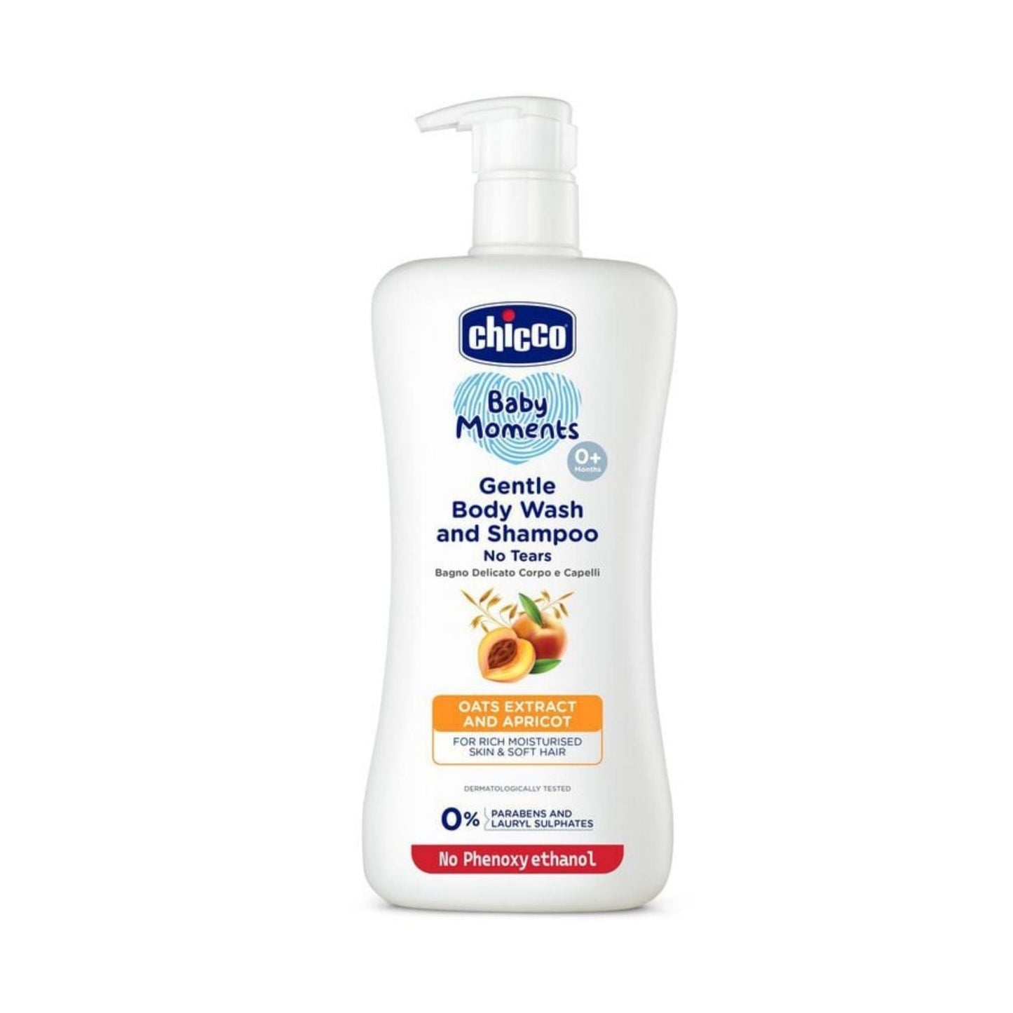 Chicco Baby Moments Gentle Body Wash & Shampoo 500ml – Moisturizes Skin & Leaves Hair Soft