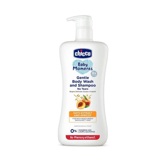 Chicco Baby Moments Gentle Body Wash & Shampoo 500ml – Moisturizes Skin & Leaves Hair Soft