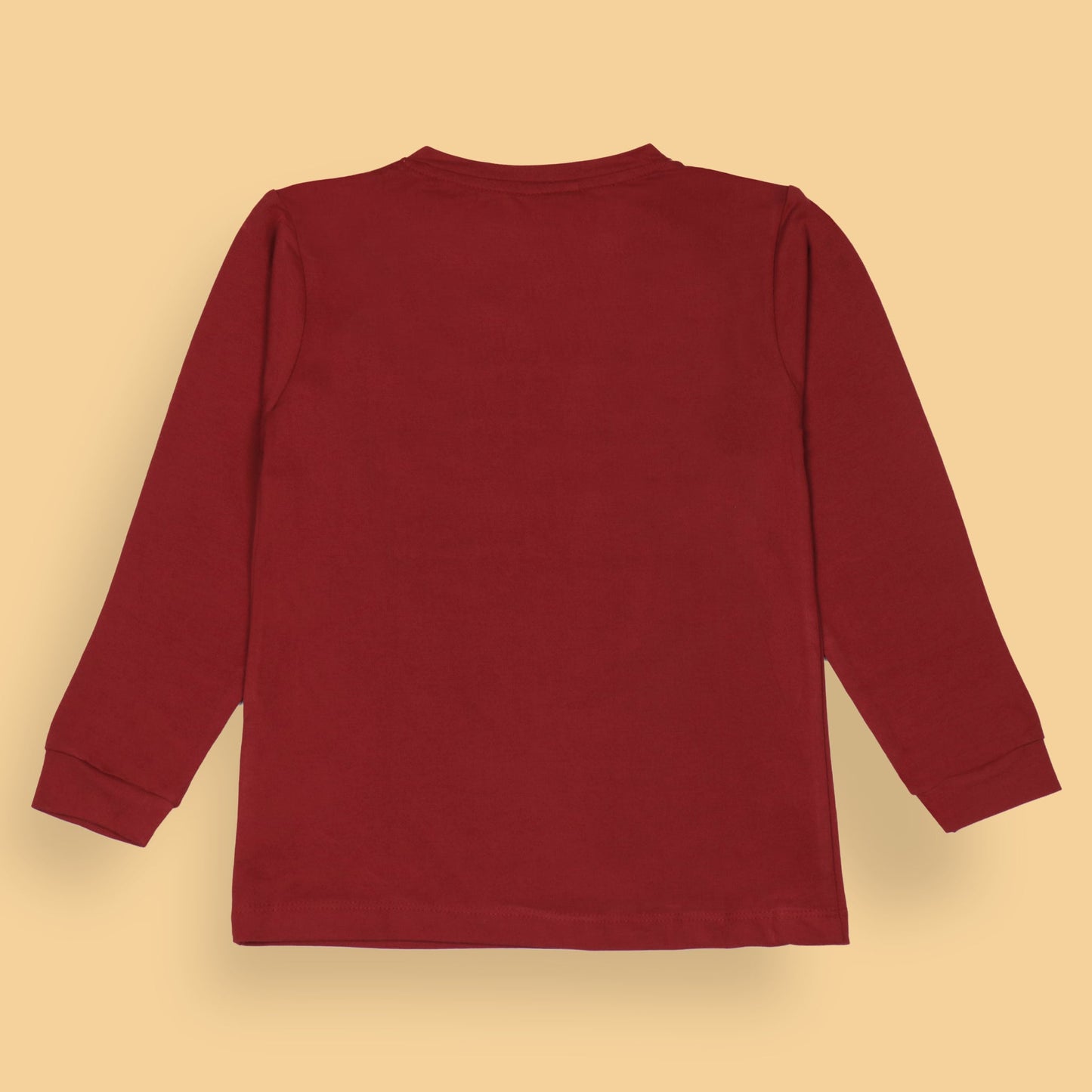 Ollypop Boys’ Solid Red Cotton T-Shirt – Full Sleeves, Round Neck with Buttons, Essential Winter & Monsoon Wear