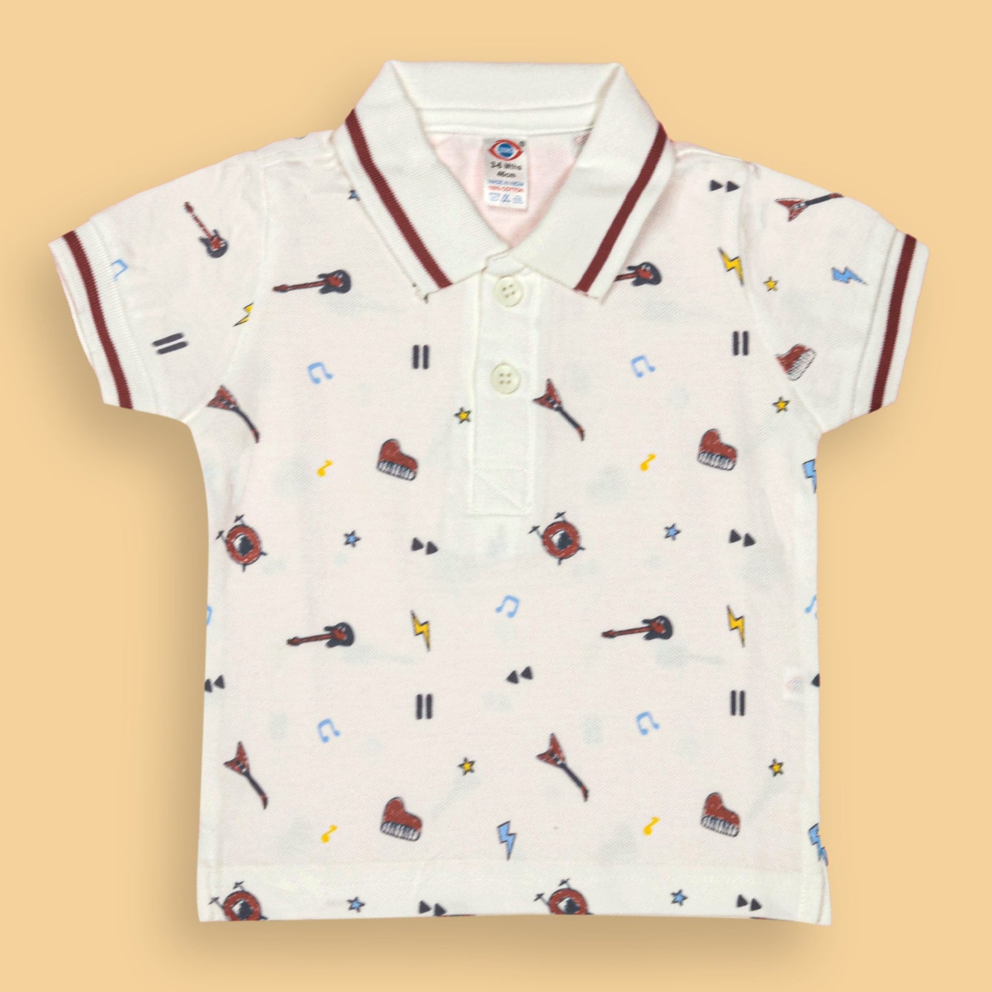 Zero Boys Red Cotton Printed Collar Neck T-shirt
