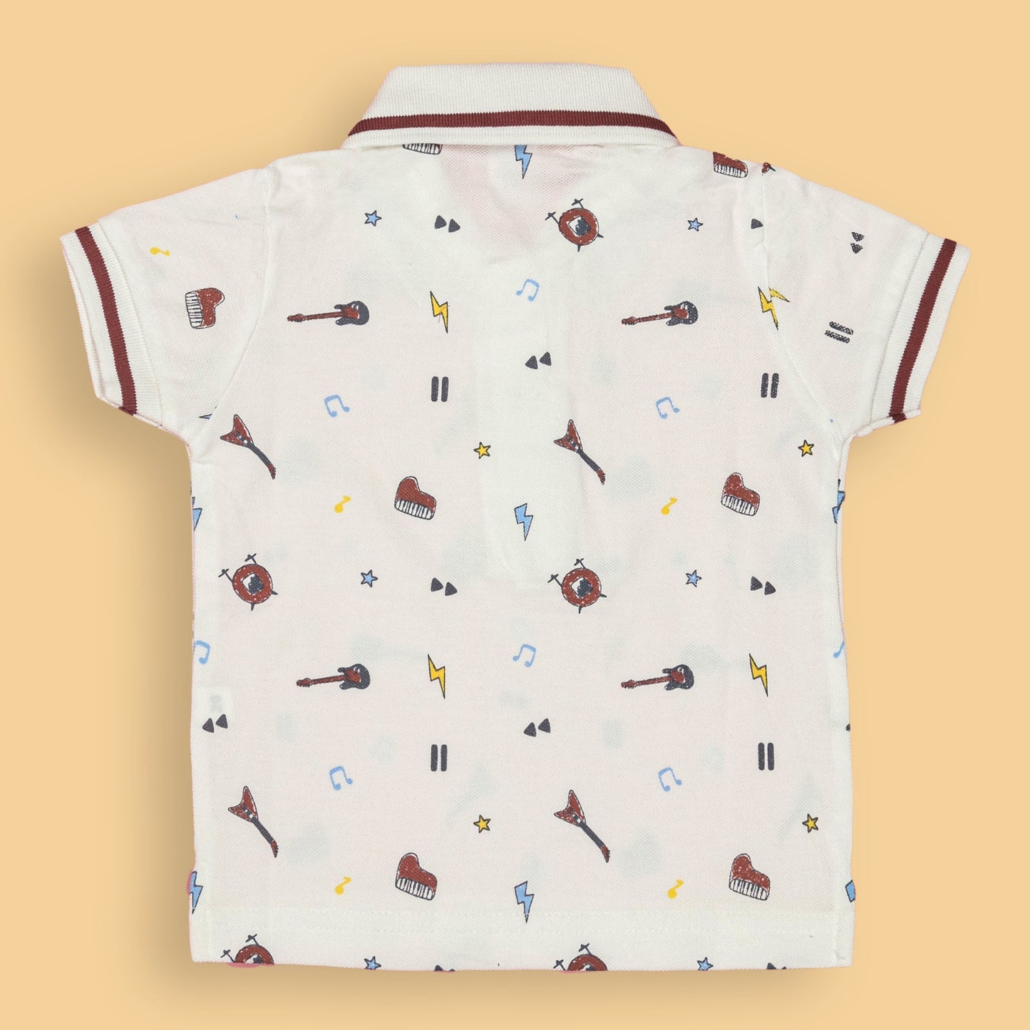 Zero Boys Red Cotton Printed Collar Neck T-shirt