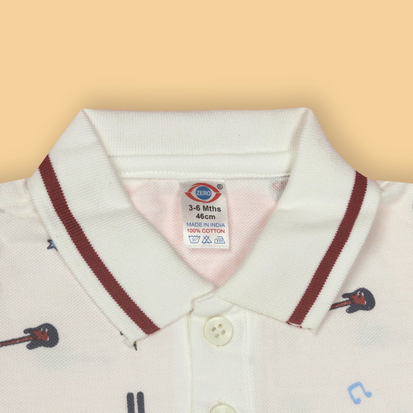 Zero Boys Red Cotton Printed Collar Neck T-shirt