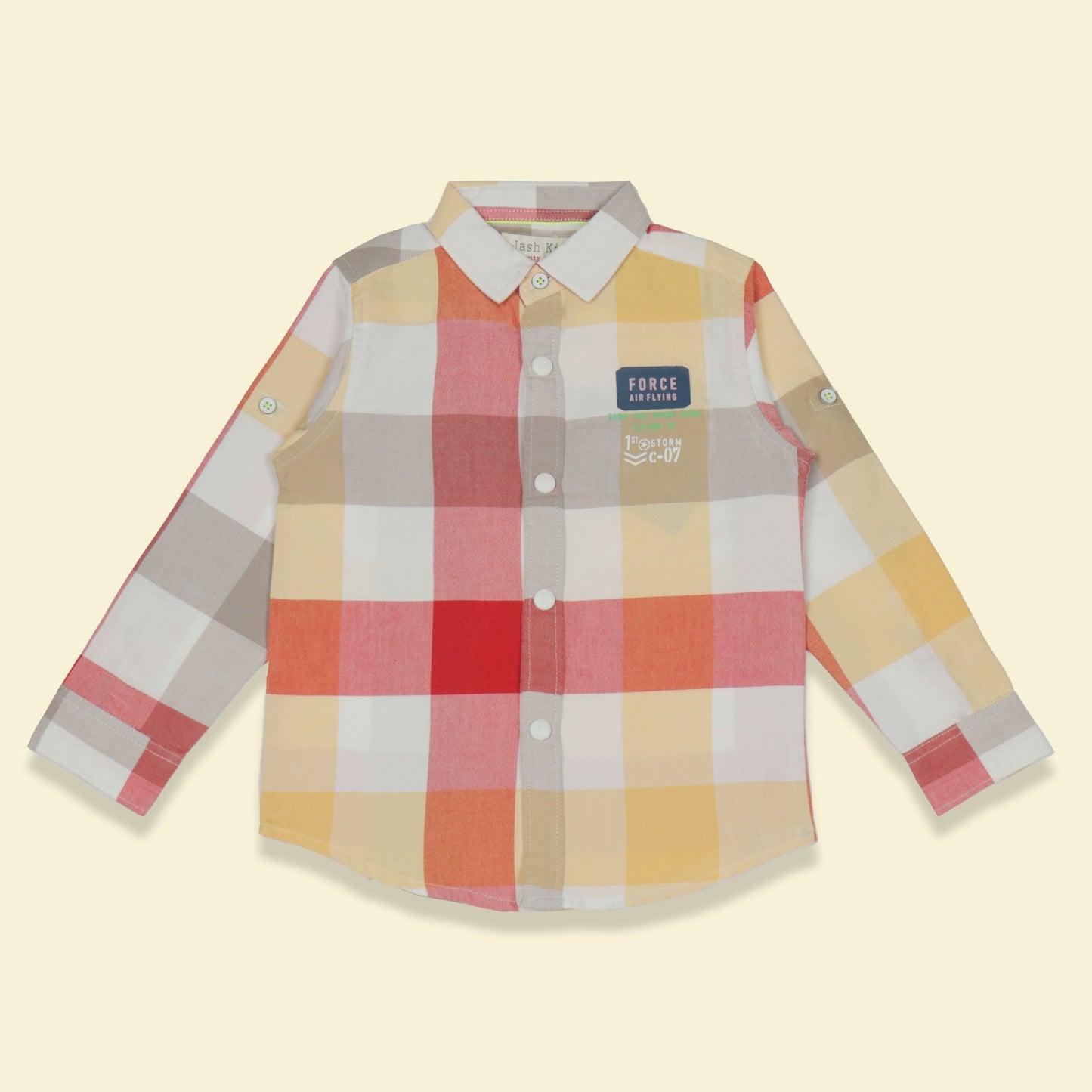 Jash Kids Boys Red Checked Full Sleeve Cotton Shirt