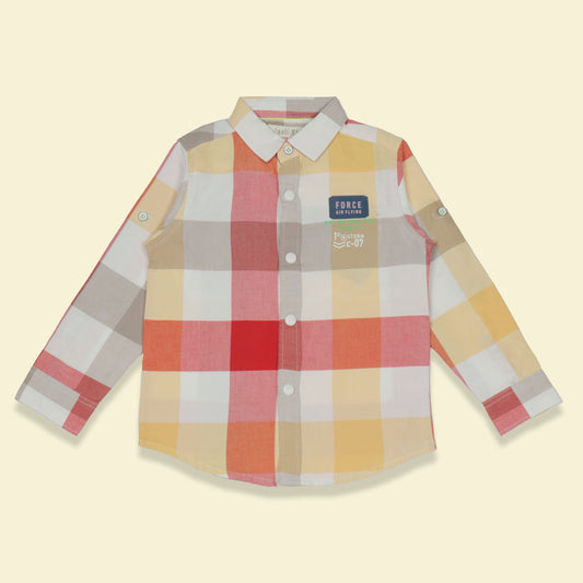 Jash Kids Boys Red Checked Full Sleeve Cotton Shirt